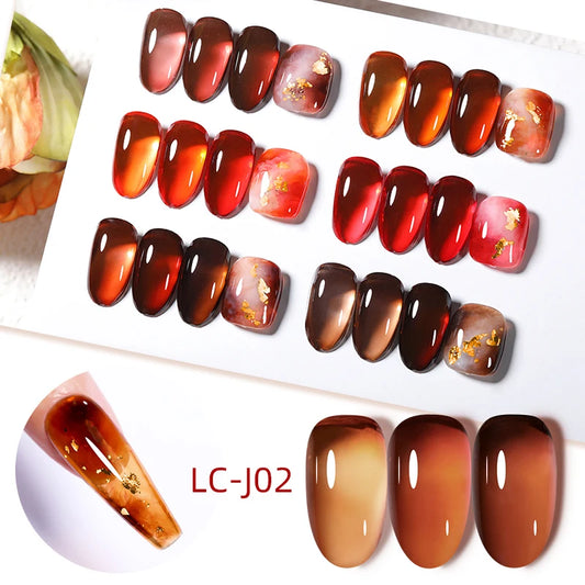 LILYCUTE 7ML Jelly Amber Gel Polish - Leopard Pattern Nail Art