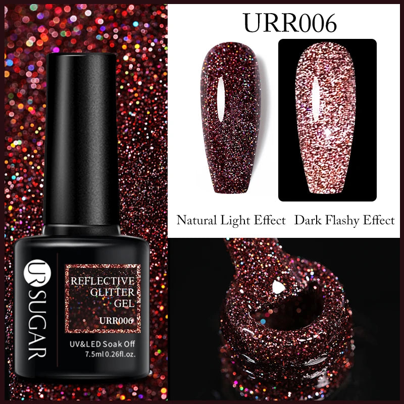 UR SUGAR 7.5ML Reflective Glitter Gel - Pink Sequins Nail Polish
