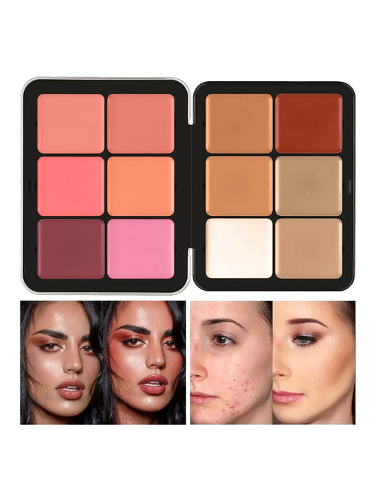 12-Color Blush Concealer & Contour Set - Waterproof Brightening Palette