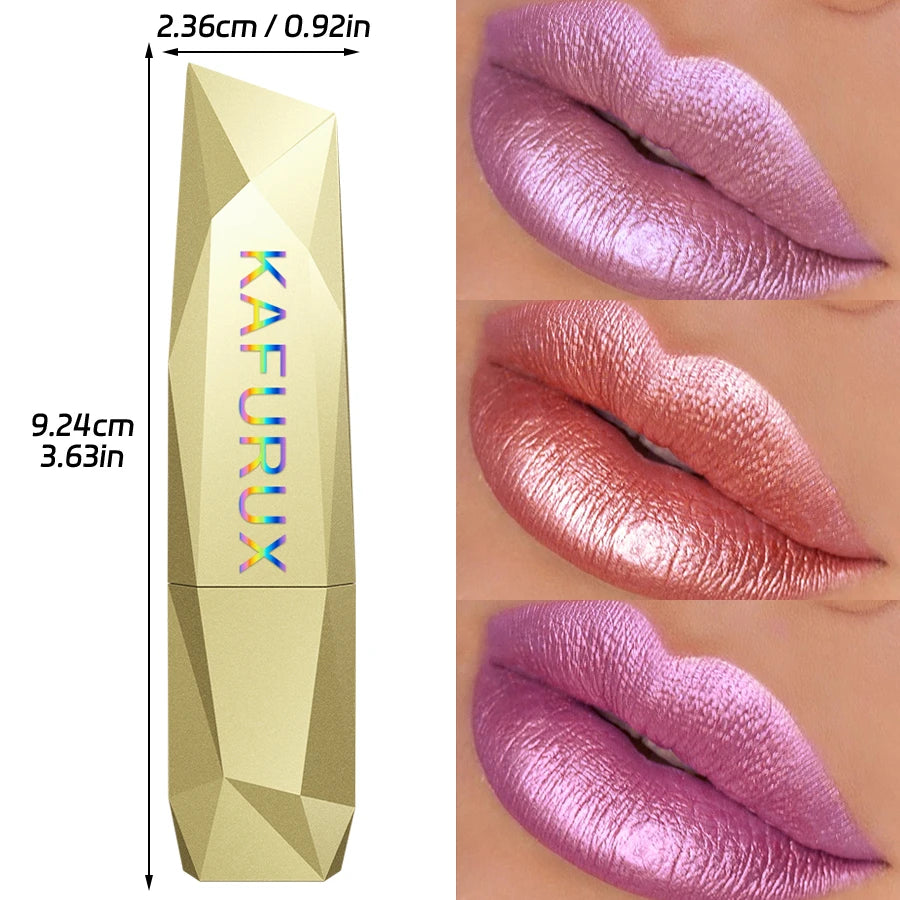 KAFURUX Glitter Lipstick - Hydrating Metallic Finish (19 Colors)