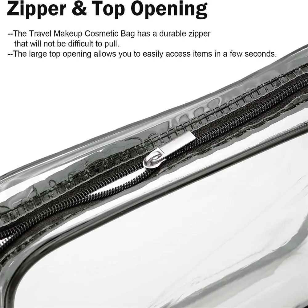 Transparent Waterproof Cosmetic Bag - Zipper Toiletry Organizer