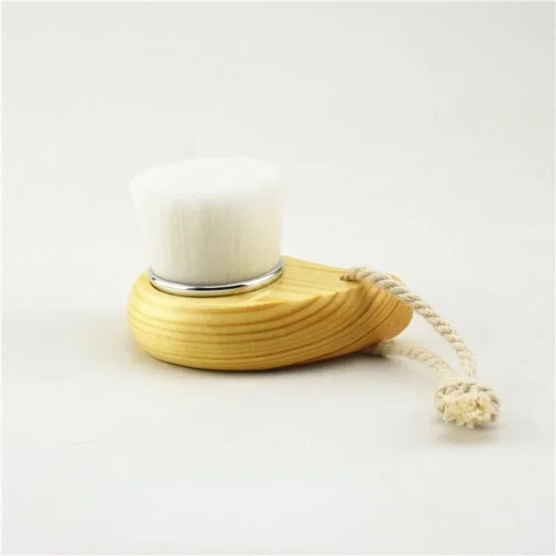 Wooden Handle Facial Cleansing Brush - Soft Manual Face Massager