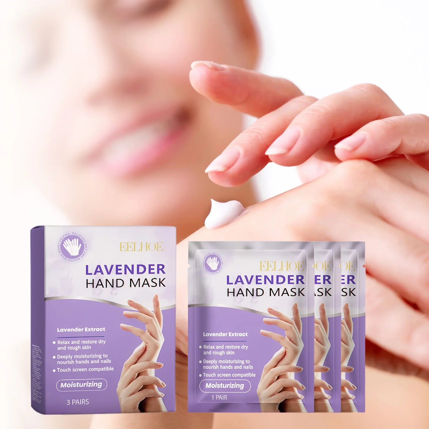 Lavender Hand Mask - Exfoliating Brightening Treatment (3 Pairs)