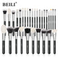 BEILI 30 Piece Black Makeup Brush Set - Professional Goat Hair Kit