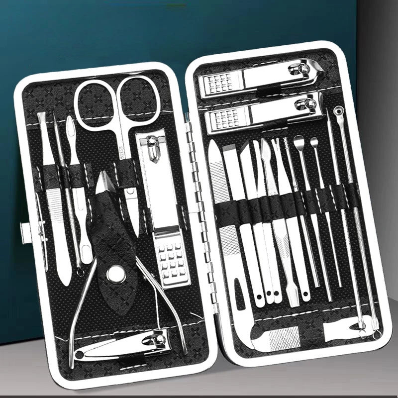 Professional Nail Clipper Set - 19-Piece Manicure Pedicure Kit with Case