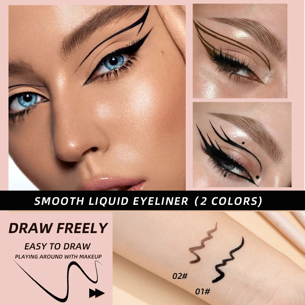 QIBEST Waterproof Quick Dry Liquid Eyeliner Pen - Ultra-Fine Matte