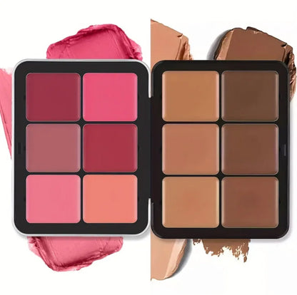 12-Color Blush Concealer & Contour Set - Waterproof Brightening Palette