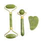 Natural Jade Roller and Gua Sha Set - Face Massage Tool for Lifting