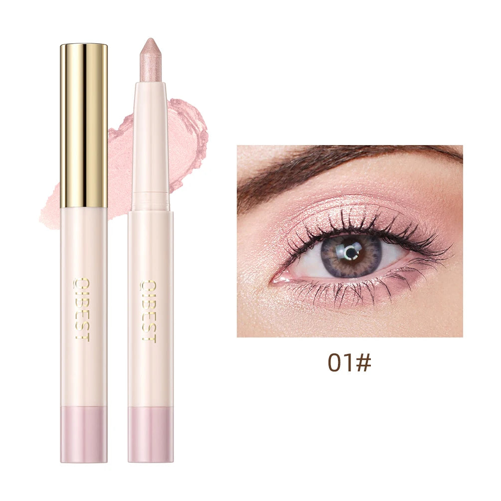 QIBEST Waterproof Pearlescent Eyeshadow Pencil - Glitter Shimmer Highlighter