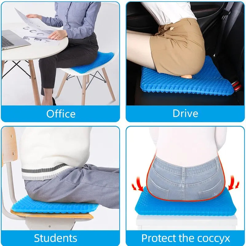Gel Seat Cushion - Honeycomb Design for Pressure Relief and Pain Support
