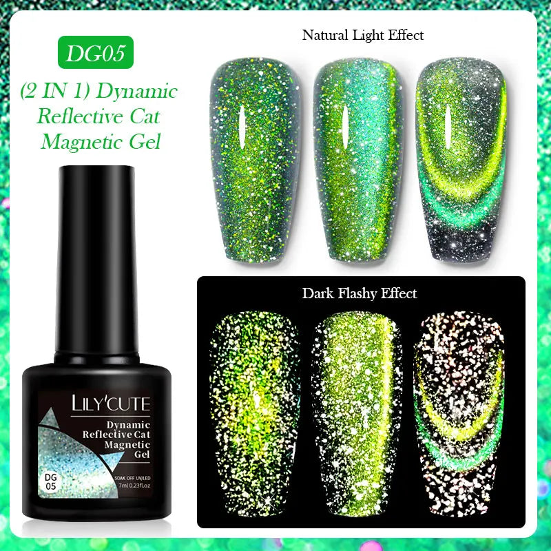 LILYCUTE 7ML 9D Cat Eye Magnetic Gel Polish - Iridescent Effect