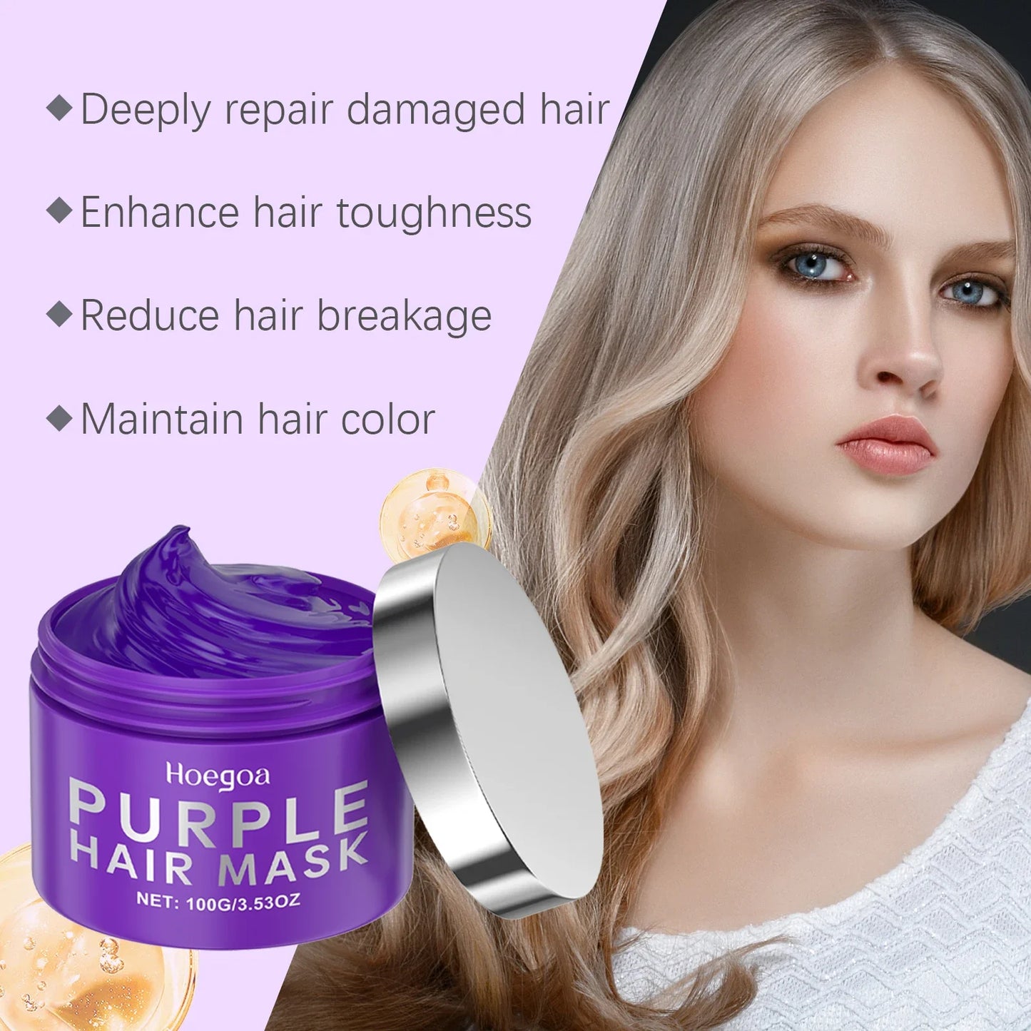 Purple Keratin Hair Mask - Repair Treatment for Blonde & Damaged Hair 100g
