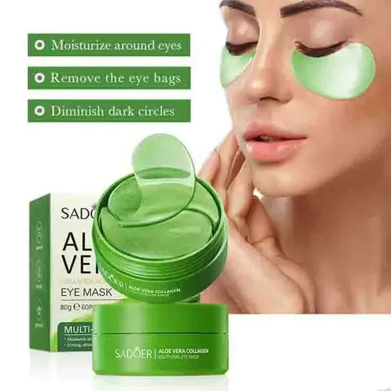 Aloe Vera Collagen Eye Mask - 60 Patches for Dark Circles and Puffiness
