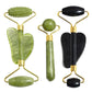 Natural Jade Roller and Gua Sha Set - Face Massage Tool for Lifting