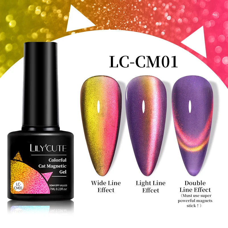 LILYCUTE 7ML 9D Cat Eye Magnetic Gel Polish - Iridescent Effect