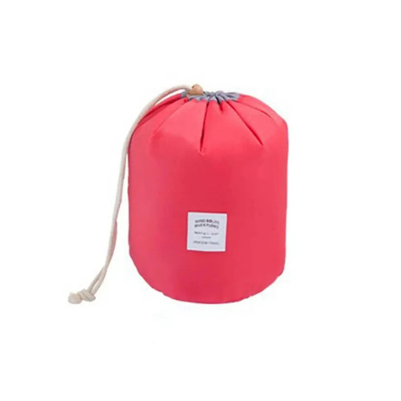 Lazy Drawstring Cosmetic Bag - Round Waterproof Makeup Organizer Pouch