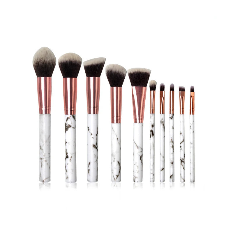 10 Piece Marbling Makeup Brush Set - Powder & Cosmetic Tools