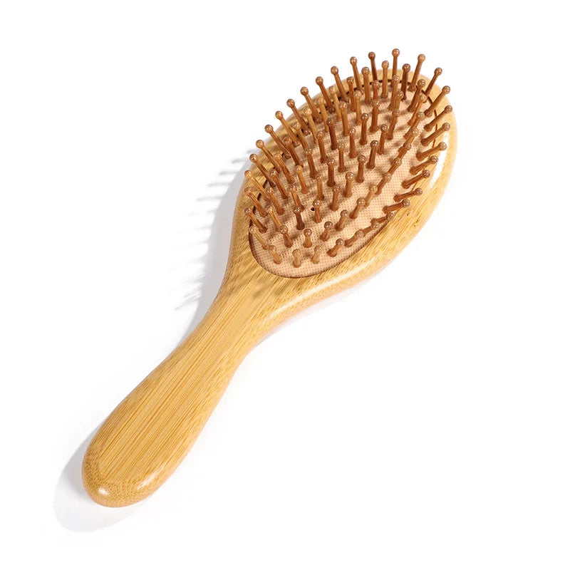 Bamboo Hair Brush - Anti-Static Scalp Massage Comb with Airbag Cushion