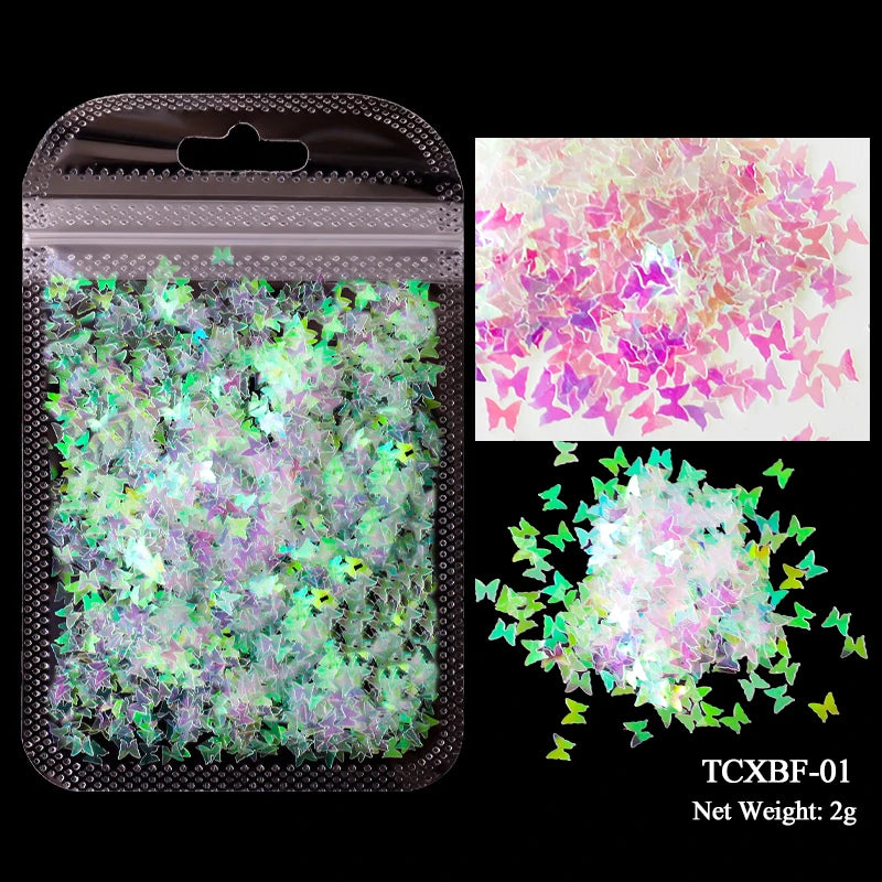 Holographic Nail Art Glitter - Laser Star Butterfly Sequins 2g