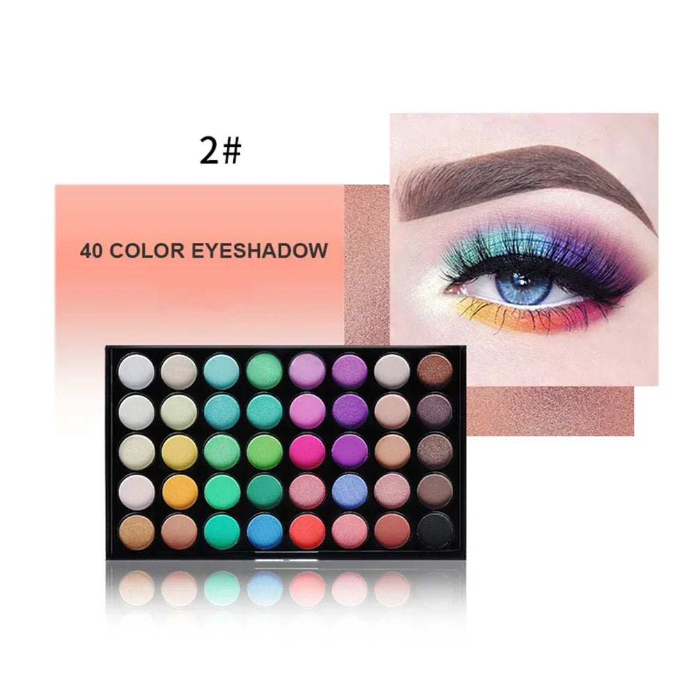 40-Color Eyeshadow Palette - Matte Glitter Shimmer Nude Makeup Set 22g