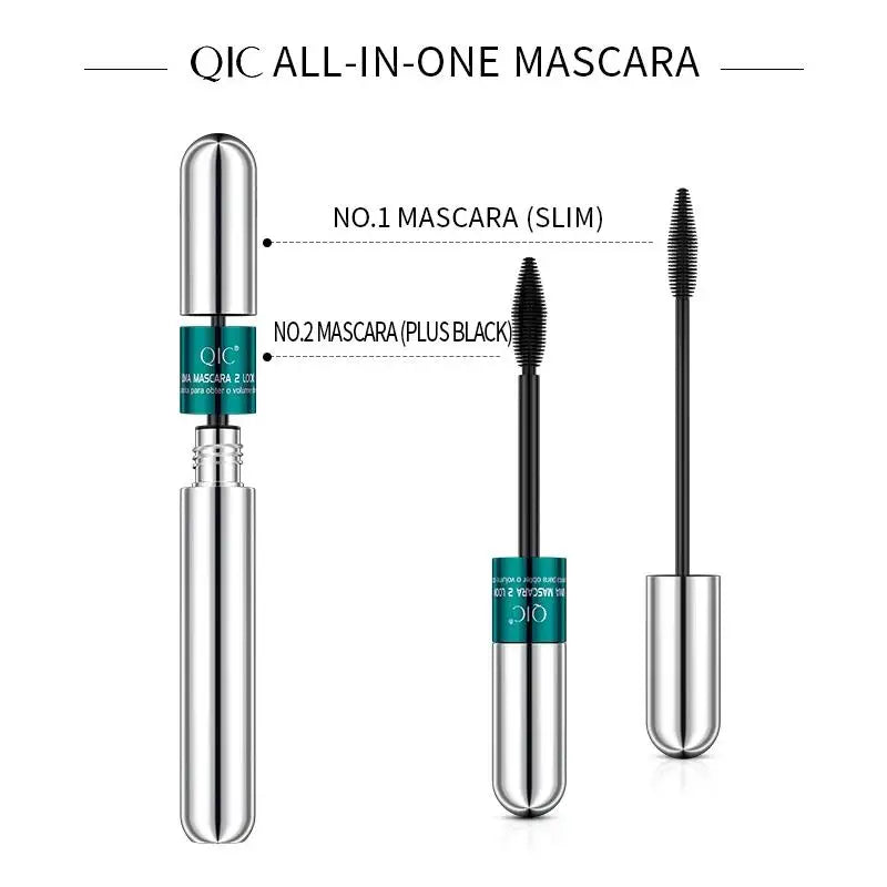 2-in-1 Double Ended 4D Silk Fiber Mascara - Waterproof Volumizing & Curling