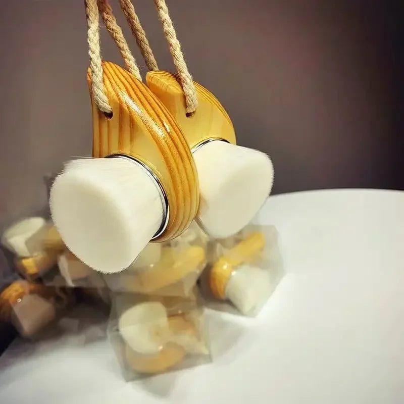 Wooden Handle Facial Cleansing Brush - Soft Manual Face Massager