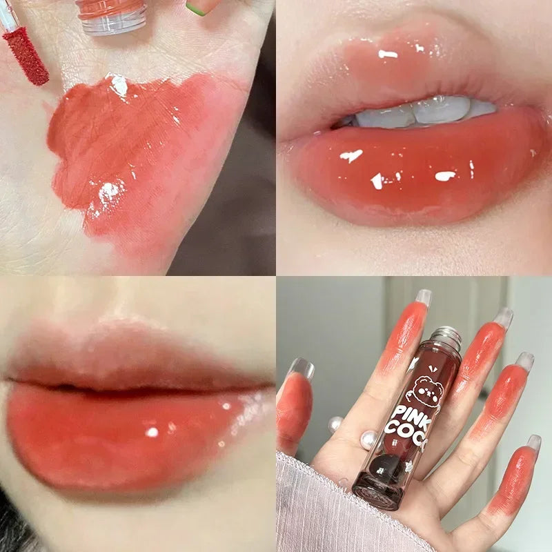 Mirror Glass Lip Tint - Punk Dark Red Waterproof Lip Glaze