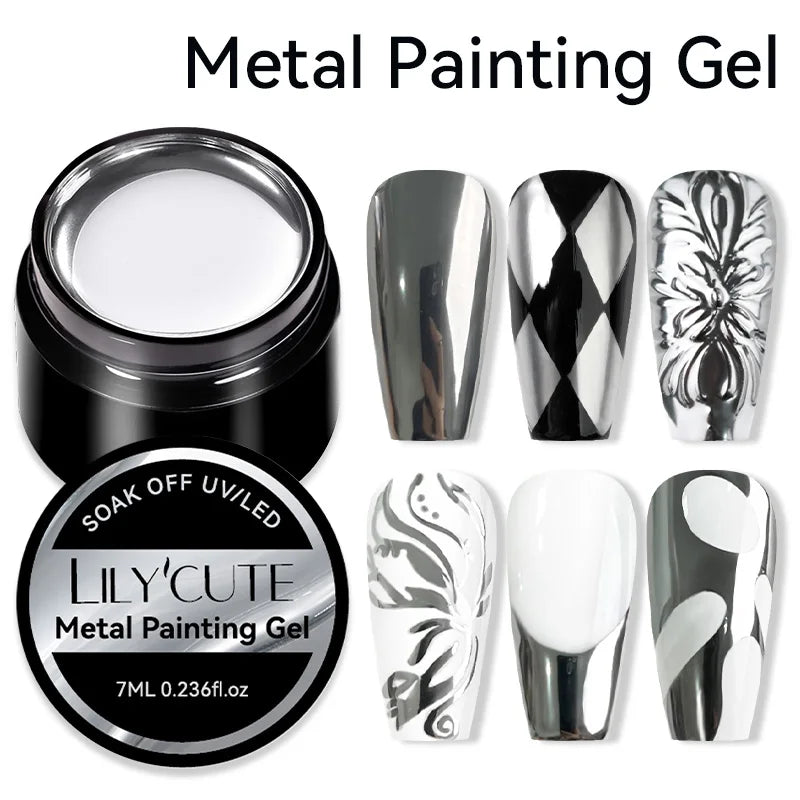 LILYCUTE 5ML Metallic Liner Gel Polish - Gold Silver Mirror Effect