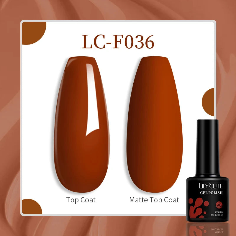 LILYCUTE Brown Red Gel Polish - Autumn Winter High Saturation