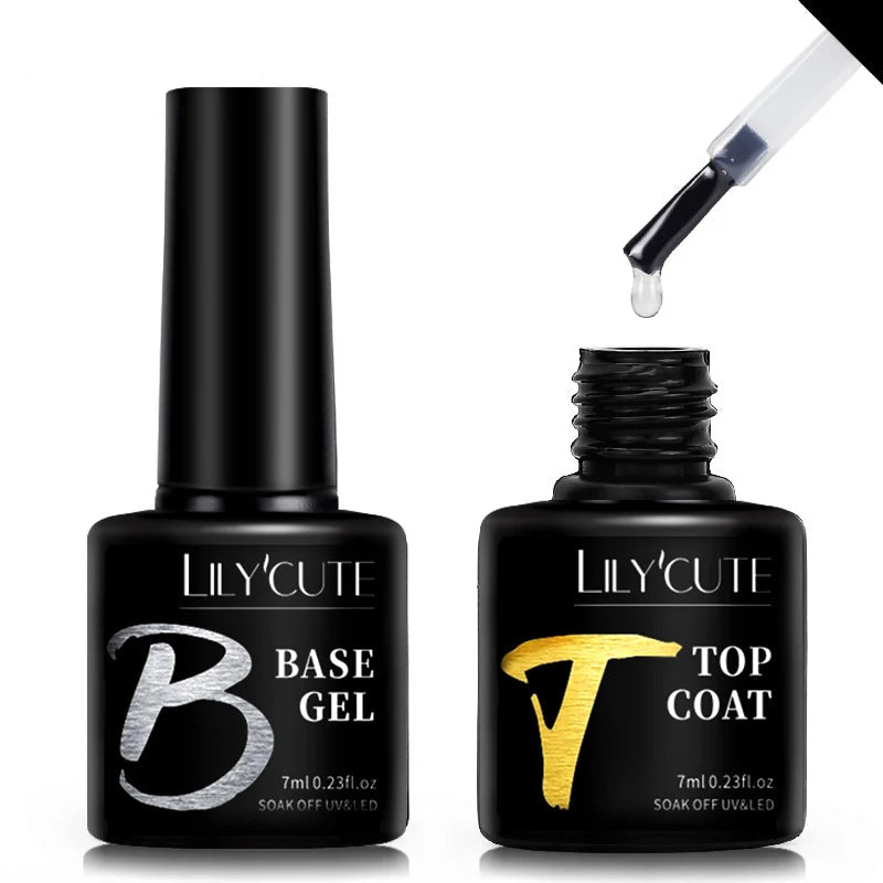 LILYCUTE 7ML Base & Top Coat UV Gel Nail Polish - No Wipe