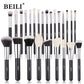 BEILI 30 Piece Black Makeup Brush Set - Professional Goat Hair Kit