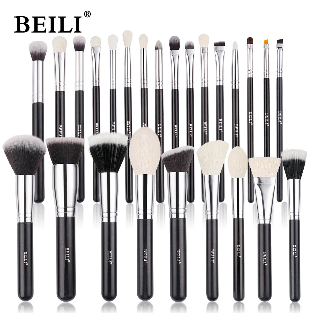 BEILI 30 Piece Black Makeup Brush Set - Professional Goat Hair Kit