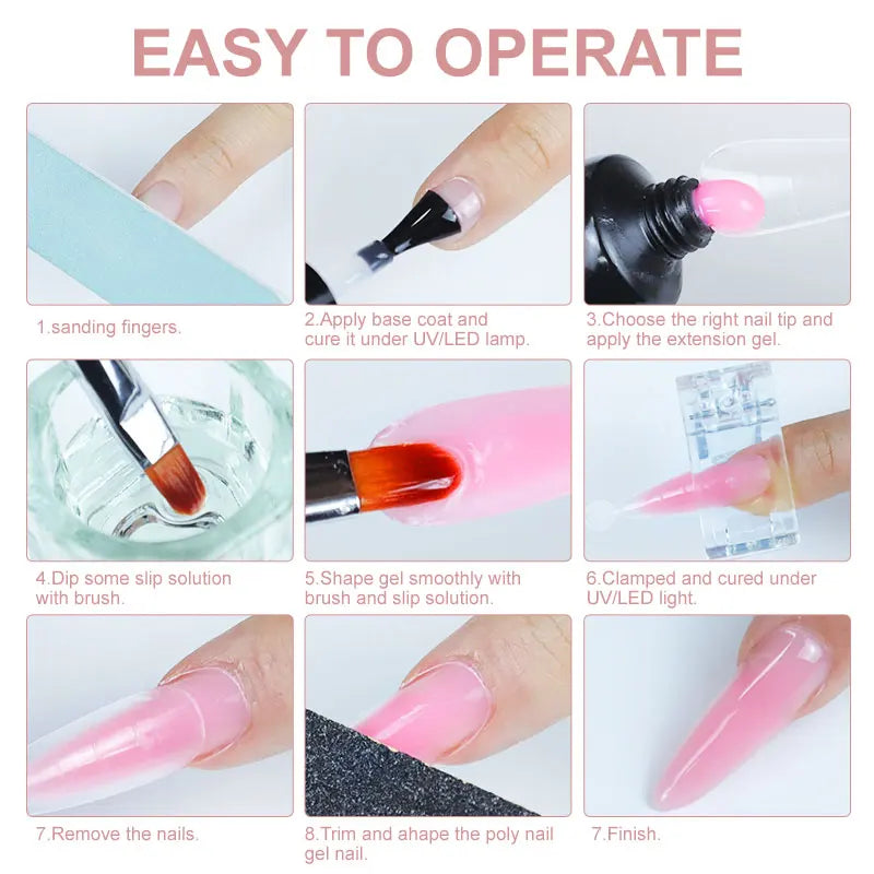 Poly Nail Gel Extension Kit 15ML - Acrylic Gel for Salon & Home