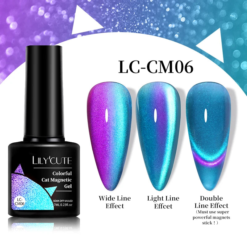 LILYCUTE 7ML 9D Cat Eye Magnetic Gel Polish - Iridescent Effect
