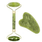 Natural Jade Roller and Gua Sha Set - Face Massage Tool for Lifting