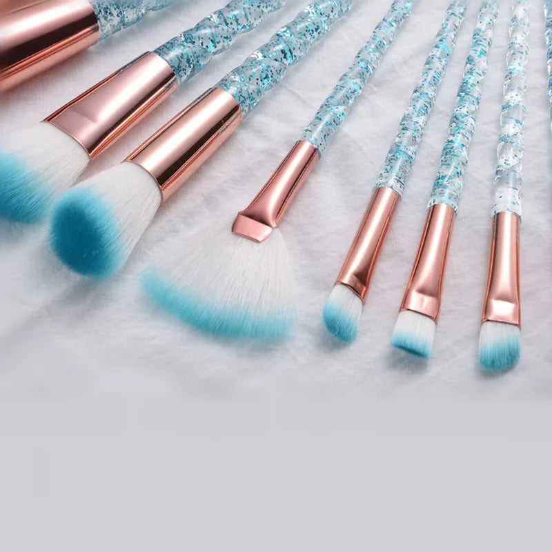 Unicorn Makeup Brush Set - 10 Piece Glitter Foundation & Eye Kit