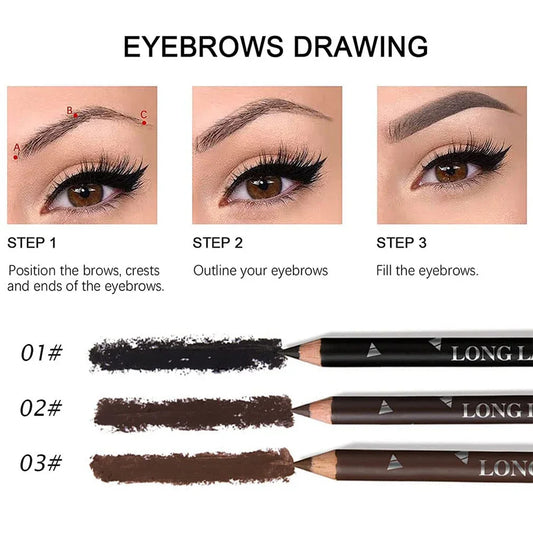 Waterproof Eyebrow Pencil Set - Professional Natural Black Brown (6/12 Pack)
