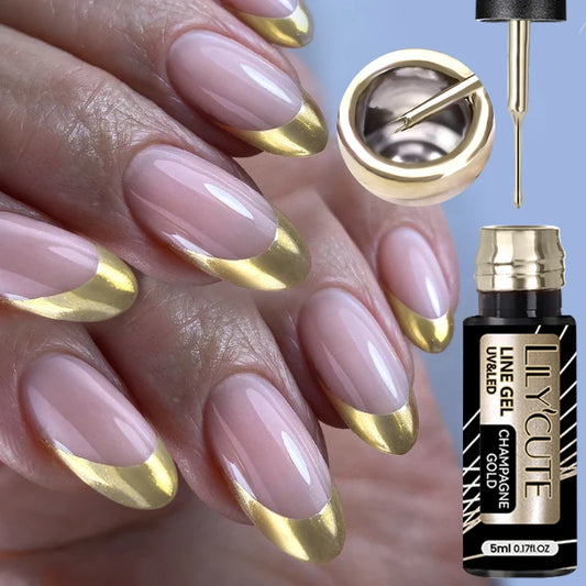 LILYCUTE 5ML Metallic Liner Gel Polish - Gold Silver Mirror Effect