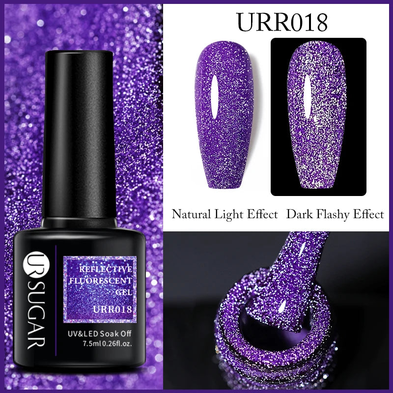 UR SUGAR 7.5ML Reflective Glitter Gel - Pink Sequins Nail Polish
