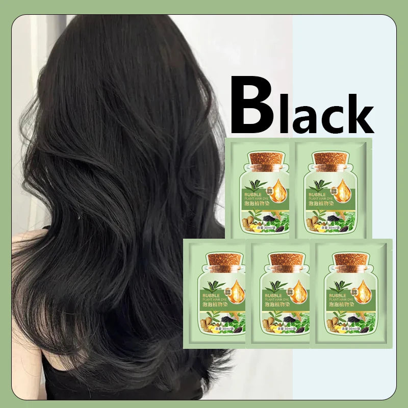Natural Herbal Hair Dye Shampoo - 5 Minute Gray Coverage Treatment 10ml