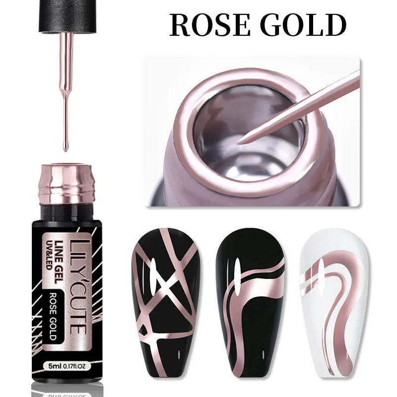 LILYCUTE 5ML Metallic Liner Gel Polish - Gold Silver Mirror Effect