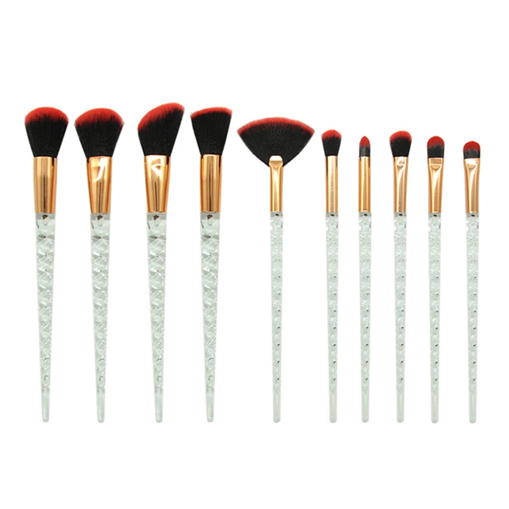 Unicorn Makeup Brush Set - 10 Piece Glitter Foundation & Eye Kit