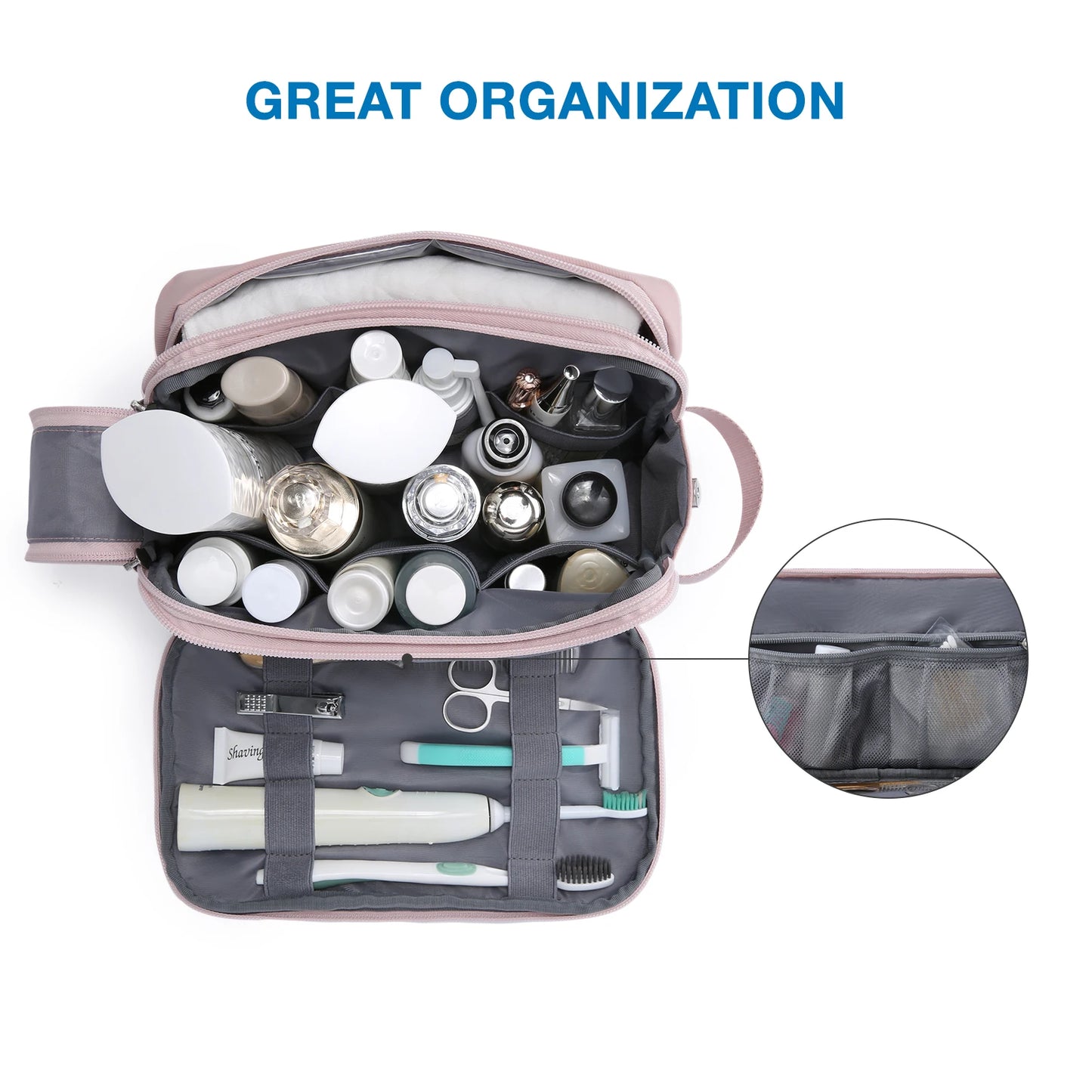 Waterproof Travel Cosmetic Bag - Lightweight Toiletry Organizer