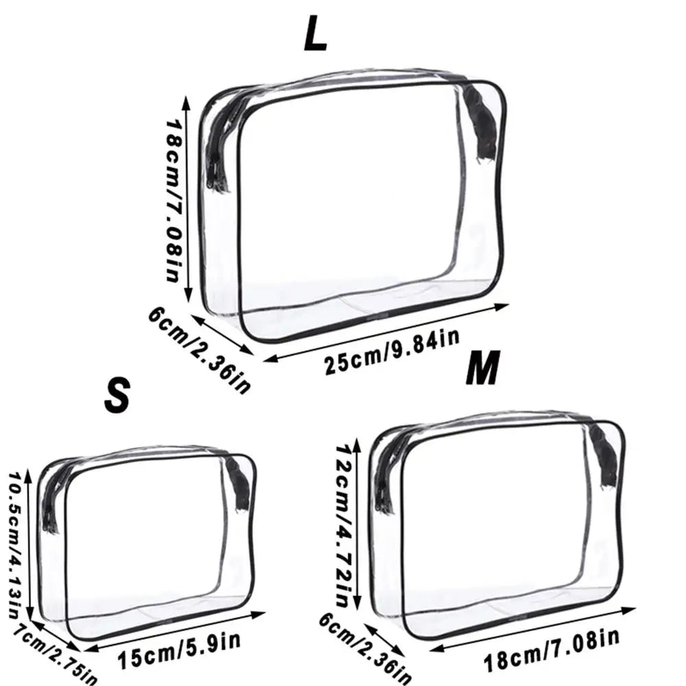 Transparent Waterproof Cosmetic Bag - Zipper Toiletry Organizer