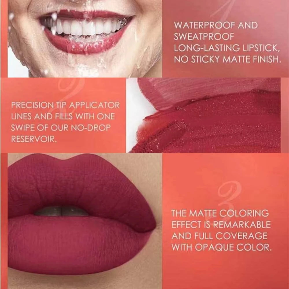 Professional 12-Color Double-Ended Lip Liner & Lipstick Set - Matte Waterproof