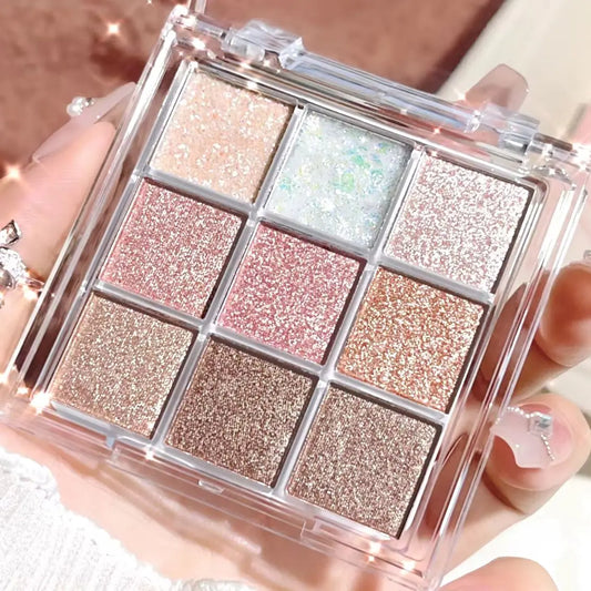 Pearlescent Glitter Highlighter Eyeshadow Palette - Long-Lasting