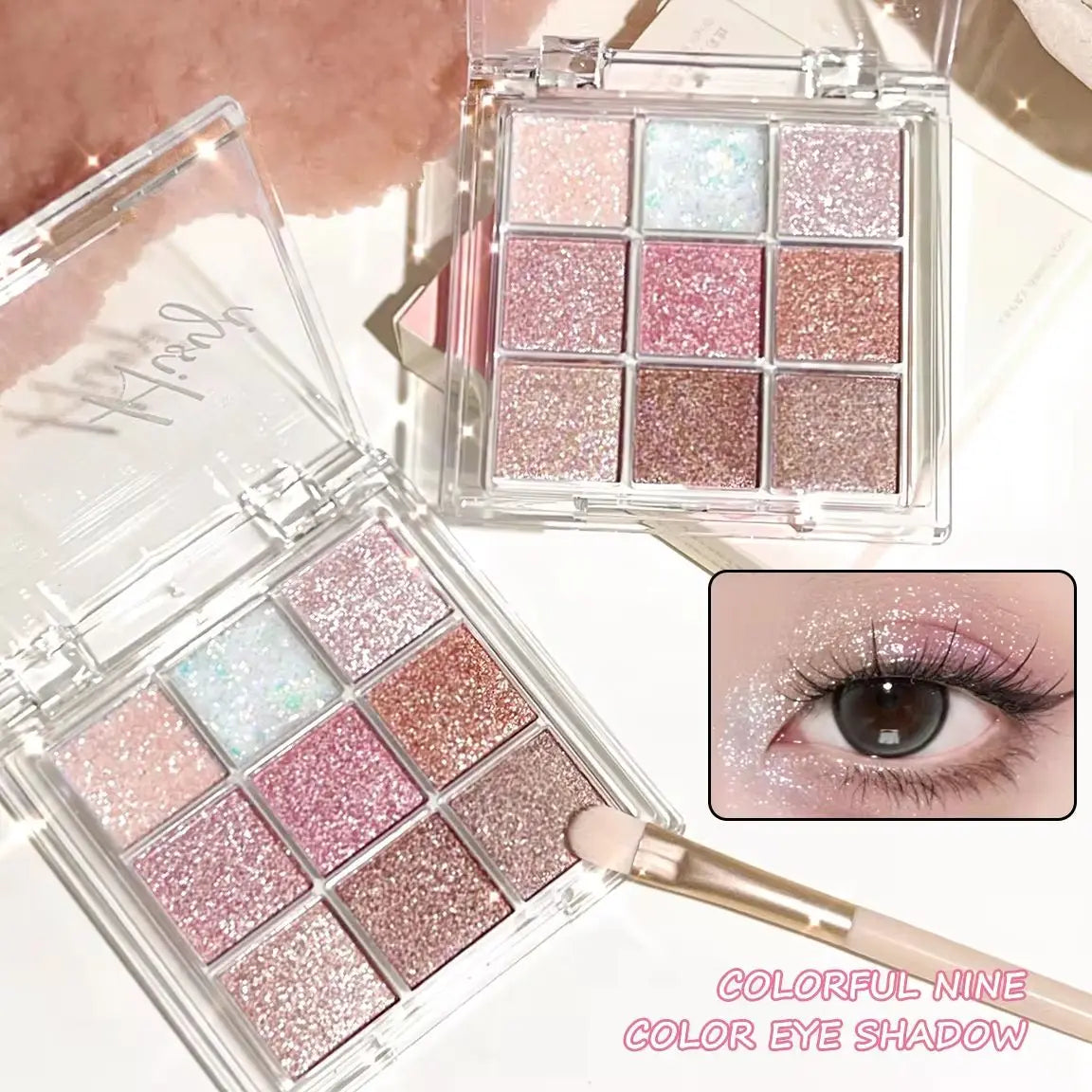 Pearlescent Glitter Highlighter Eyeshadow Palette - Long-Lasting
