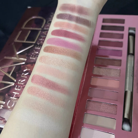 12-Color Eyeshadow Palette - Long-Lasting Brown & Pink Shades 12g