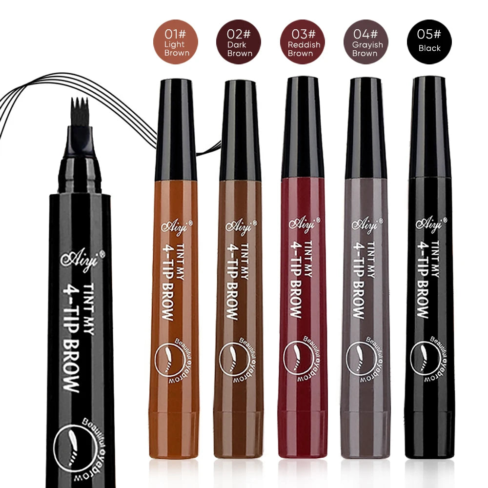5-Color Eyebrow Pen - Waterproof 4 Split Tip Tattoo Pen