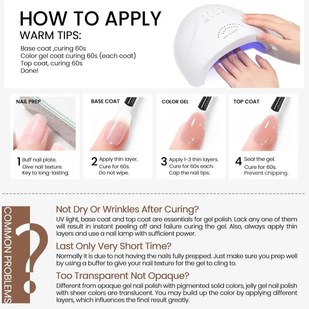 MAYCHAO 7.3ML Transparent Jelly Gel Polish - Nude Collection